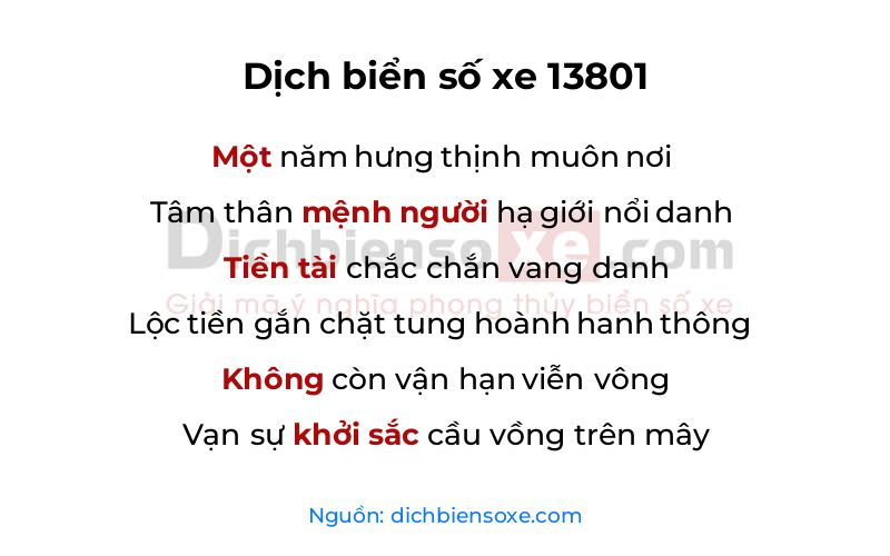 Dịch thơ biển số 13801
