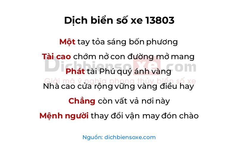 Dịch thơ biển số 13803