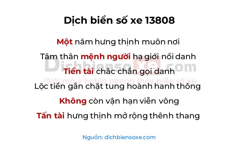 Dịch thơ biển số 13808