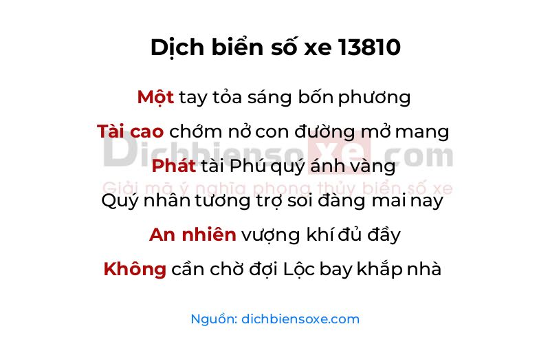 Dịch thơ biển số 13810