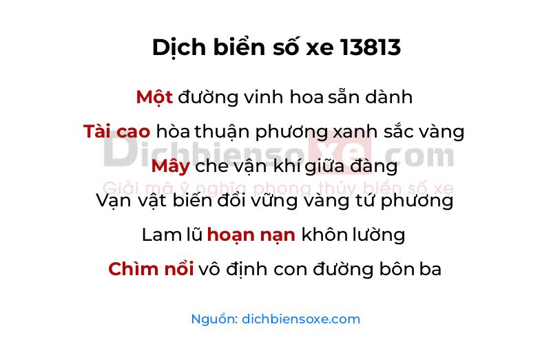 Dịch thơ biển số 13813