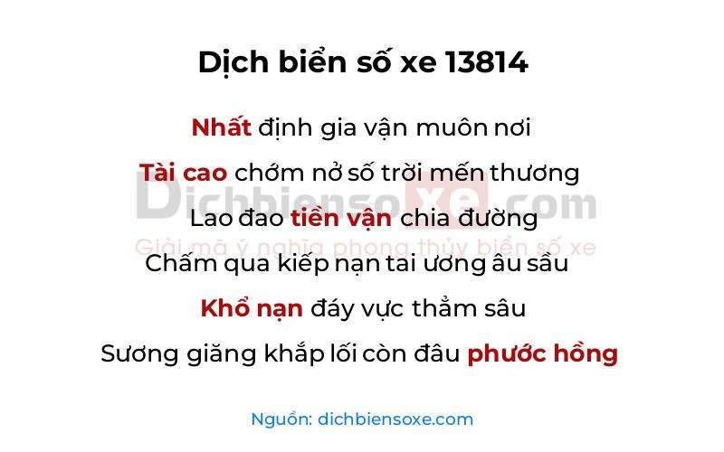 Dịch thơ biển số 13814