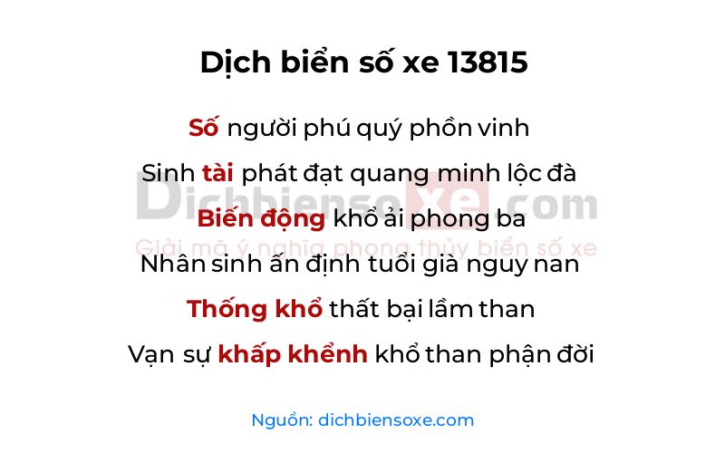 Dịch thơ biển số 13815