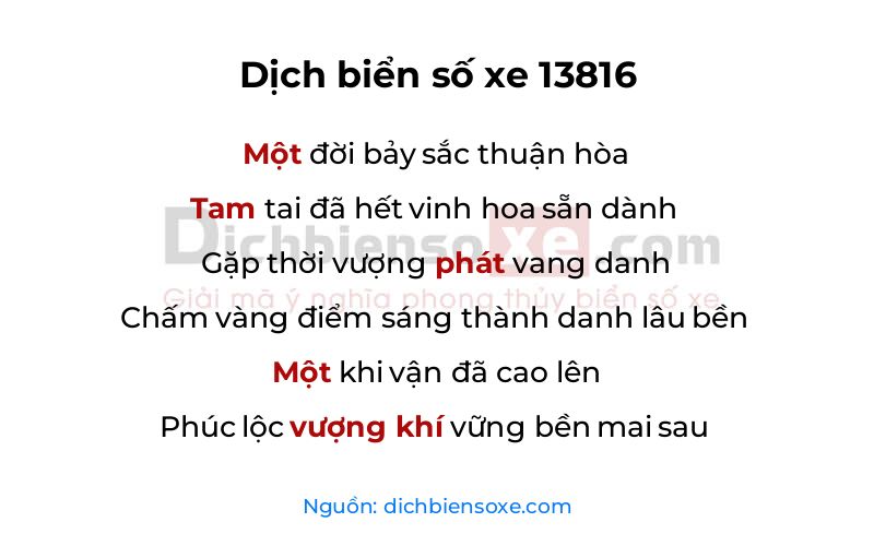 Dịch thơ biển số 13816