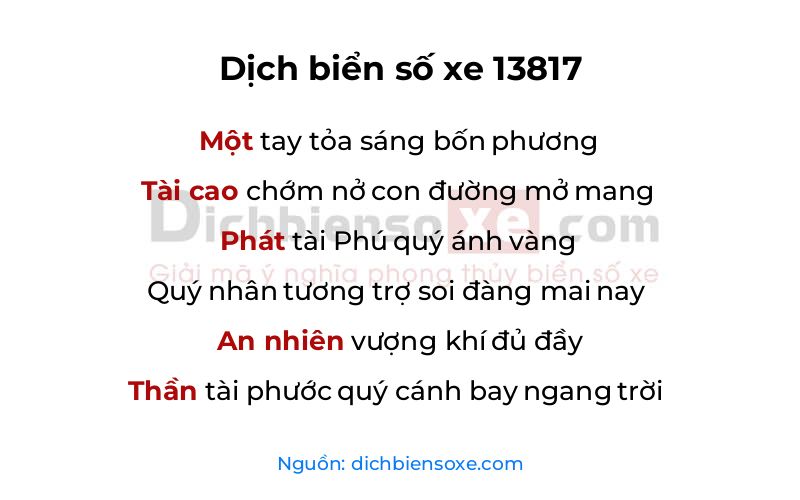 Dịch thơ biển số 13817