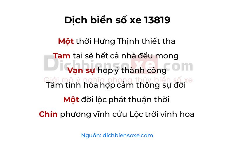 Dịch thơ biển số 13819