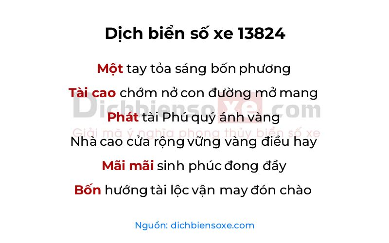 Dịch thơ biển số 13824