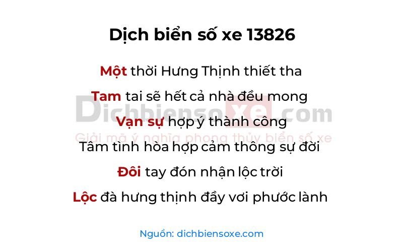 Dịch thơ biển số 13826