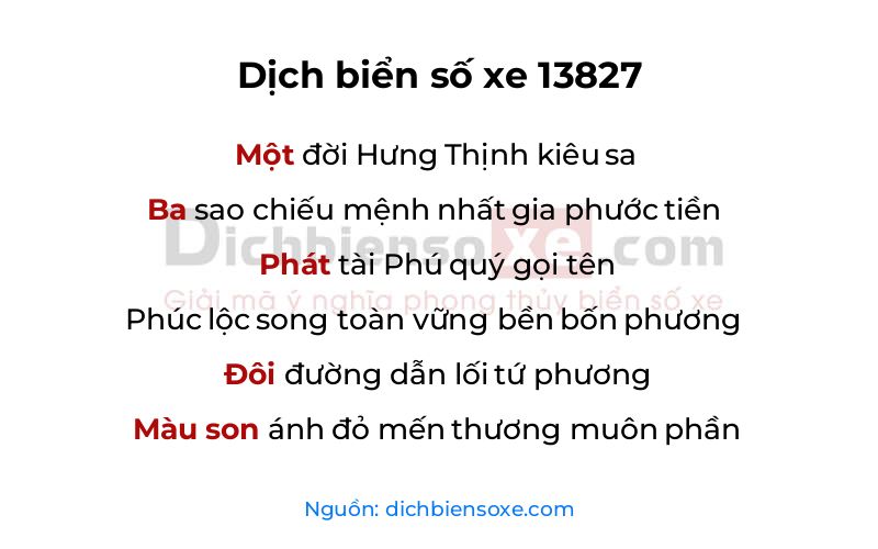 Dịch thơ biển số 13827