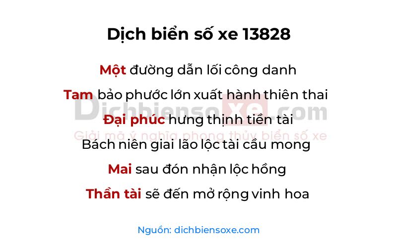 Dịch thơ biển số 13828