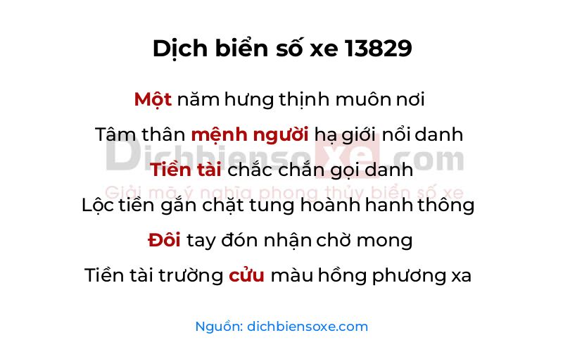 Dịch thơ biển số 13829