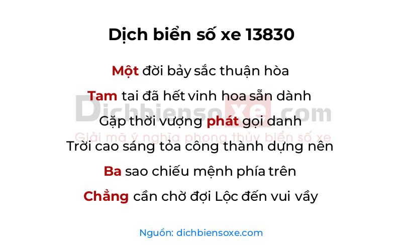 Dịch thơ biển số 13830