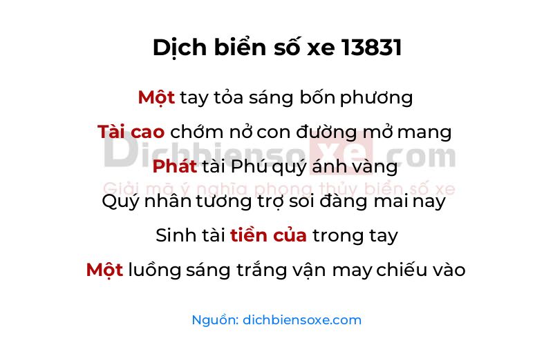 Dịch thơ biển số 13831