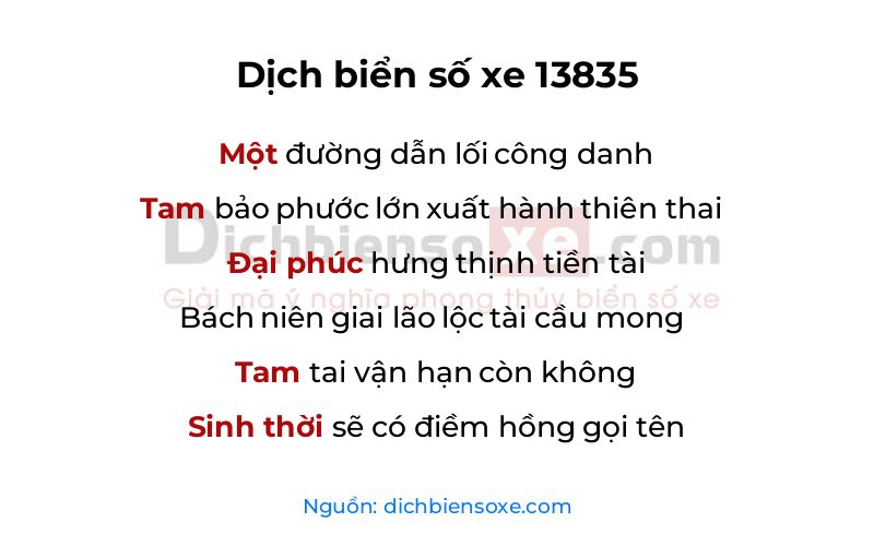 Dịch thơ biển số 13835
