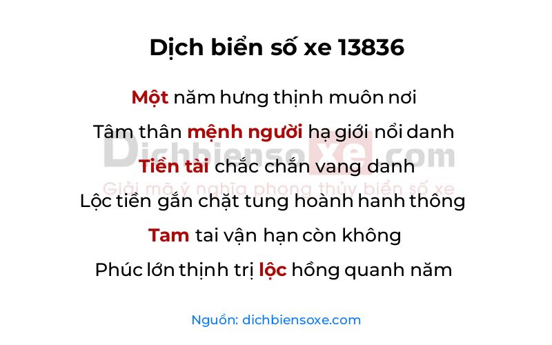 Dịch thơ biển số 13836