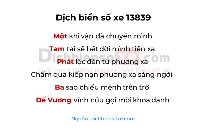 Dịch thơ biển số 13839