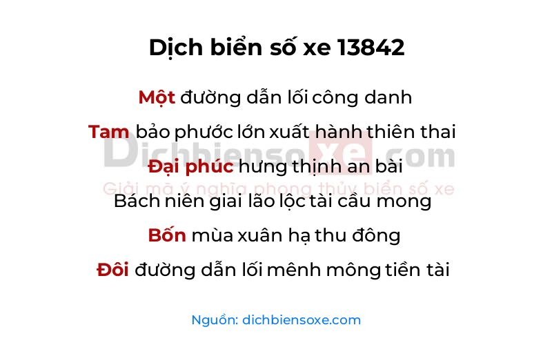 Dịch thơ biển số 13842