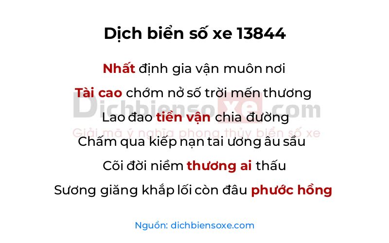 Dịch thơ biển số 13844