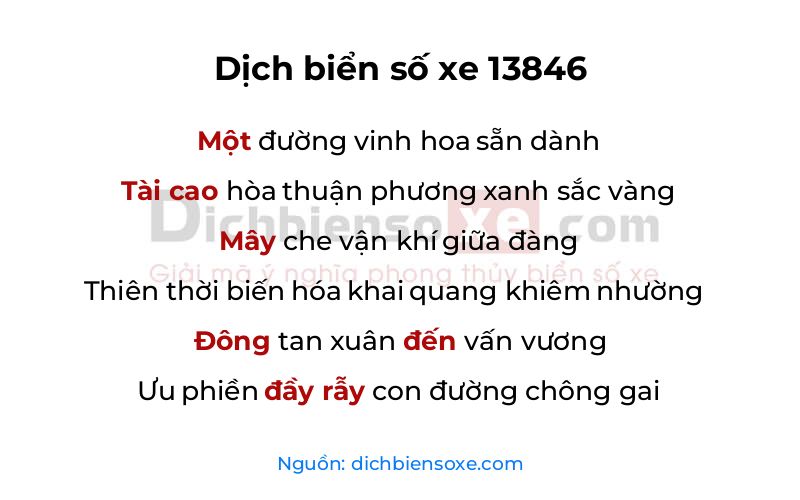 Dịch thơ biển số 13846