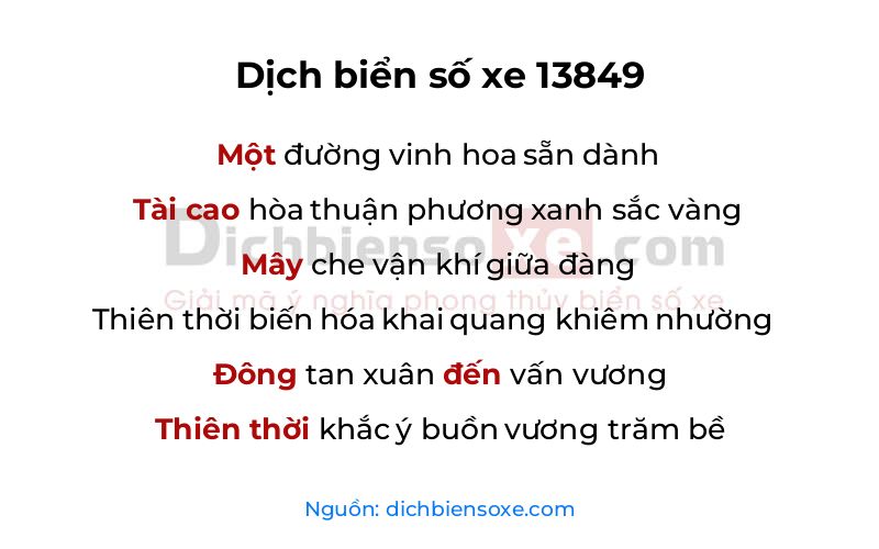 Dịch thơ biển số 13849