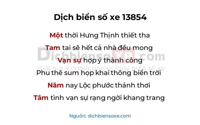 Dịch thơ biển số 13854