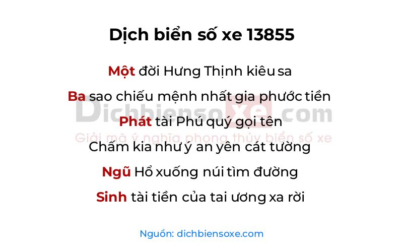 Dịch thơ biển số 13855
