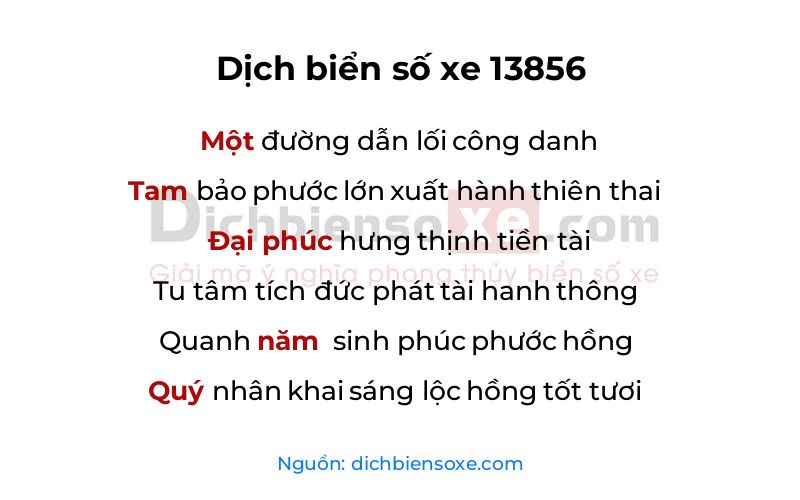 Dịch thơ biển số 13856