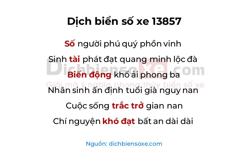 Dịch thơ biển số 13857