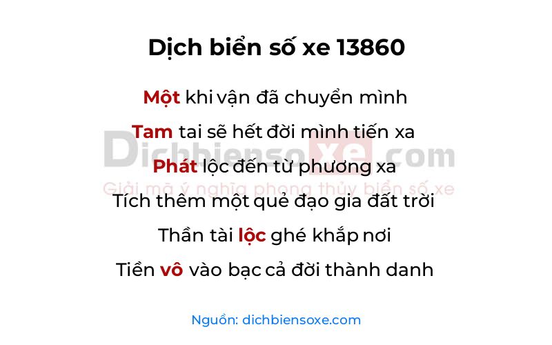 Dịch thơ biển số 13860