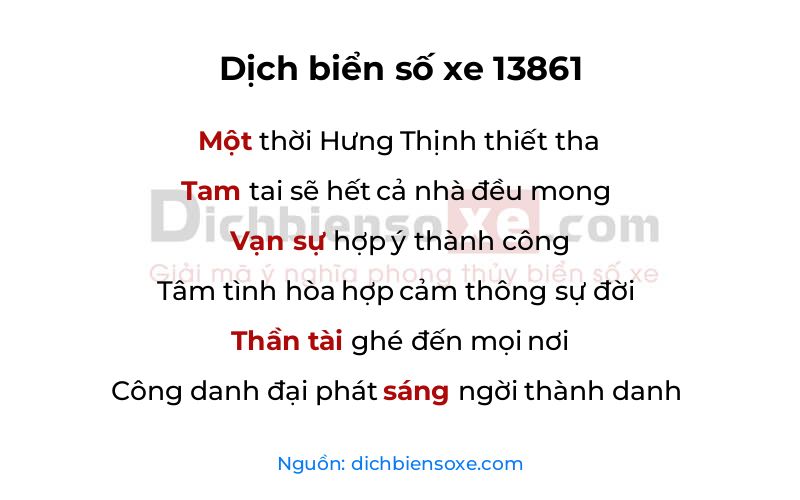 Dịch thơ biển số 13861