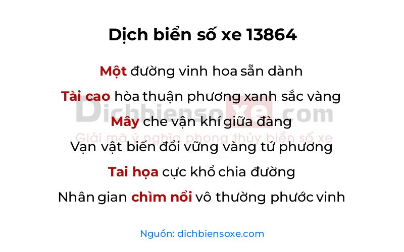 Dịch thơ biển số 13864