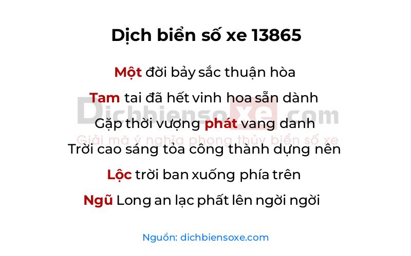 Dịch thơ biển số 13865