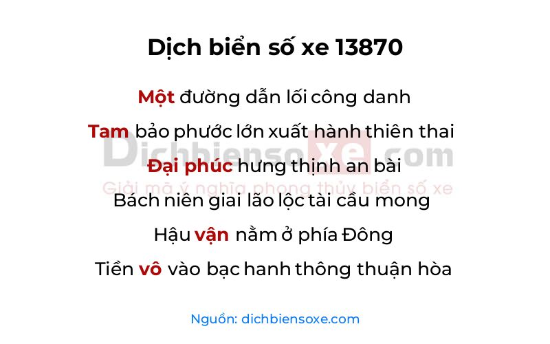 Dịch thơ biển số 13870