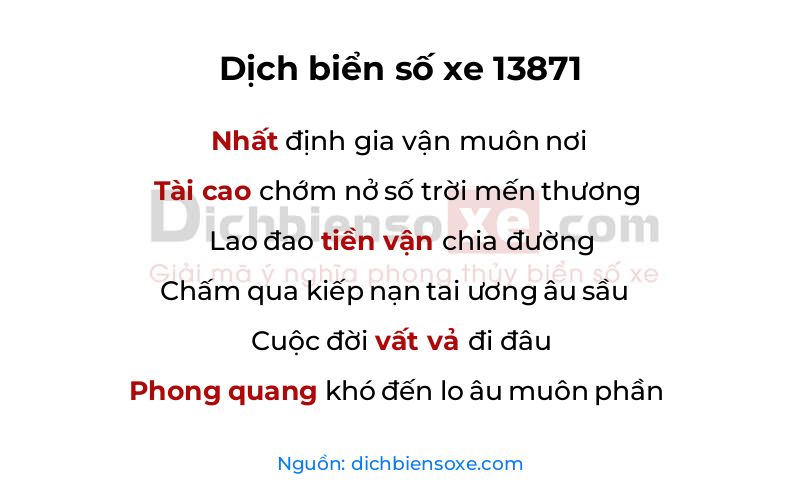 Dịch thơ biển số 13871