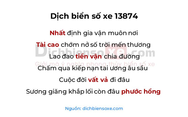Dịch thơ biển số 13874