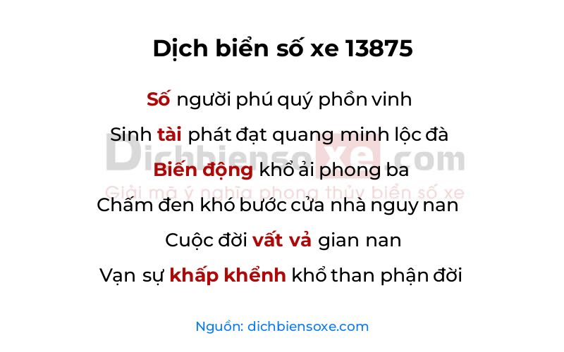 Dịch thơ biển số 13875