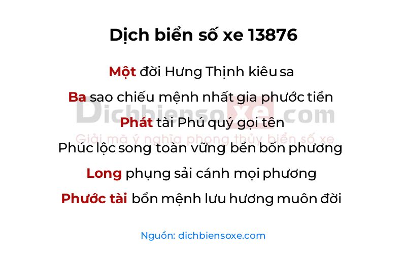 Dịch thơ biển số 13876