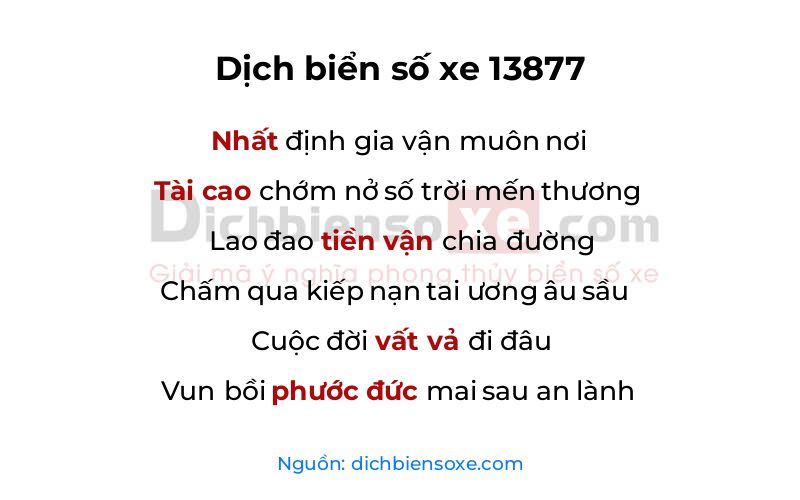 Dịch thơ biển số 13877