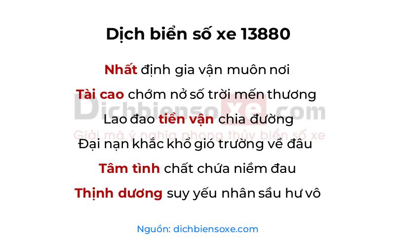 Dịch thơ biển số 13880