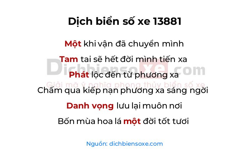Dịch thơ biển số 13881