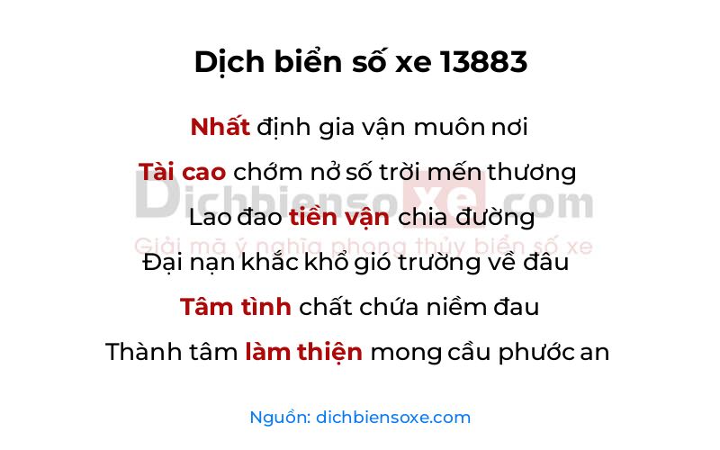 Dịch thơ biển số 13883