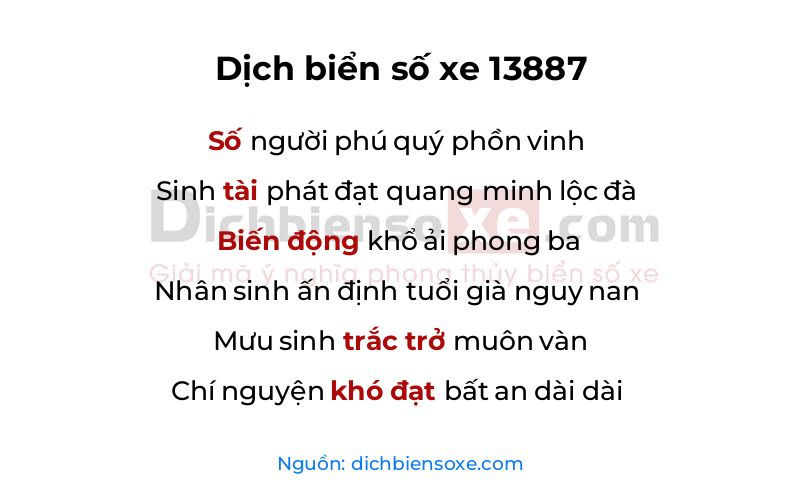Dịch thơ biển số 13887