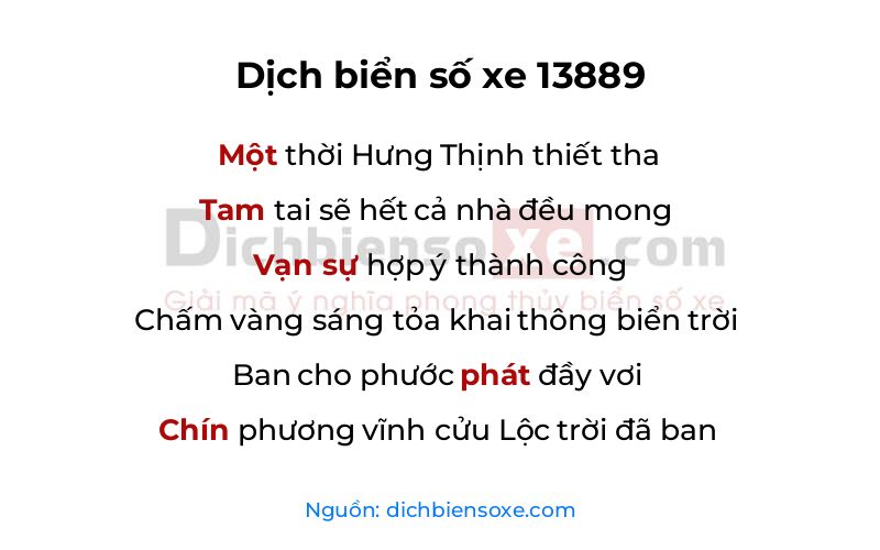 Dịch thơ biển số 13889