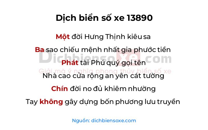 Dịch thơ biển số 13890