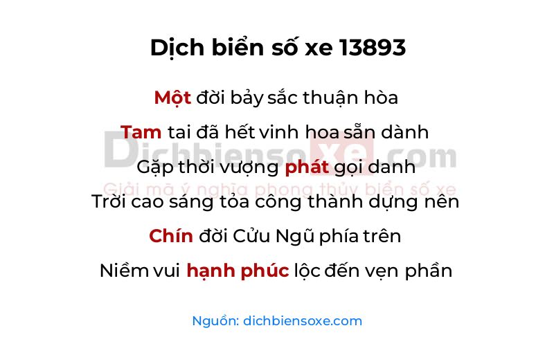 Dịch thơ biển số 13893