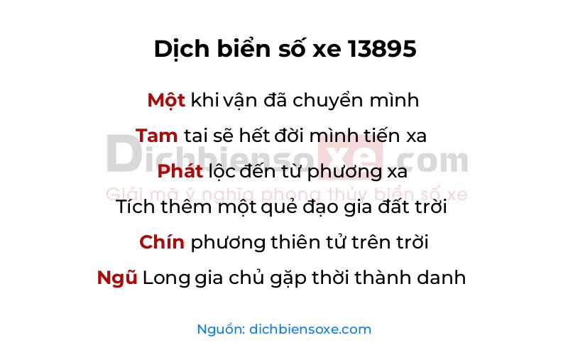 Dịch thơ biển số 13895