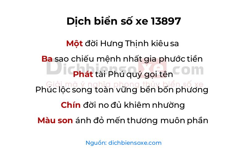 Dịch thơ biển số 13897