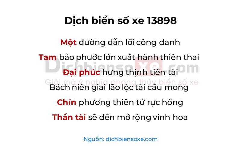 Dịch thơ biển số 13898