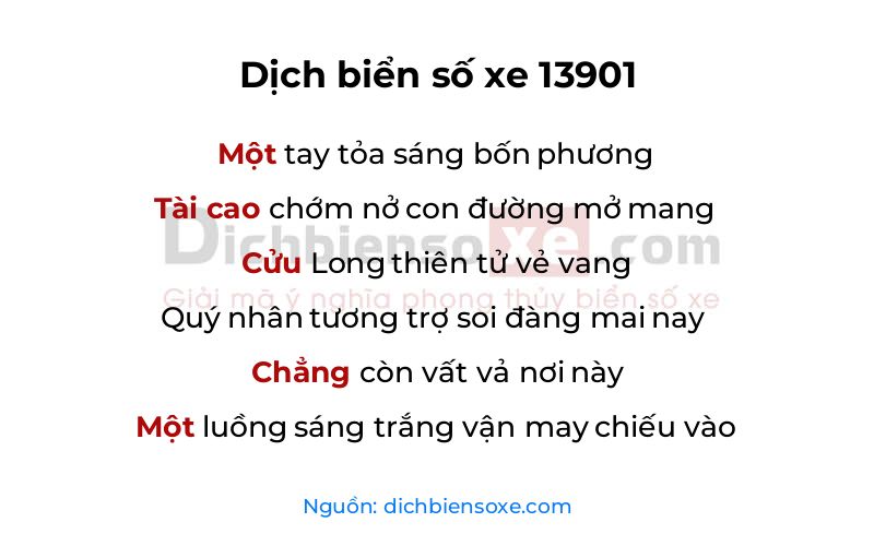 Dịch thơ biển số 13901