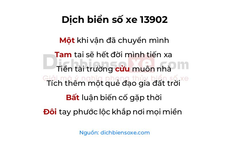 Dịch thơ biển số 13902